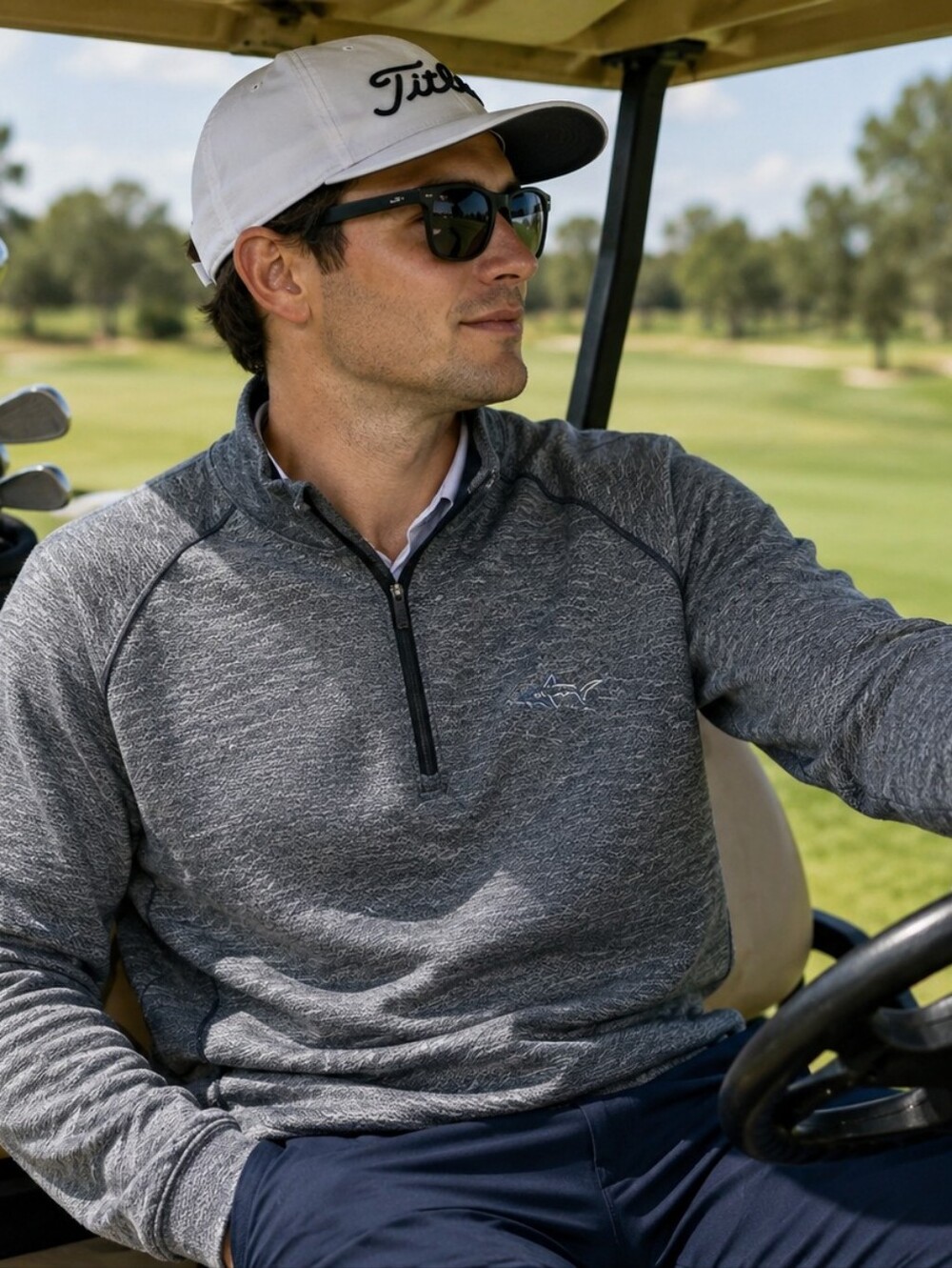 Greg Norman Collection Navy Heather Quarter-Zip Pullover Long Sleeve XXL